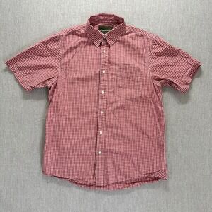 Eddie Bauer Short Sleeve Button Up Shirt Men's Medium Red Gingham Check Outdoor